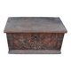 Antique wooden chest painted in multicolour with floral decoration — solid pine
