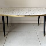 Formica/Terrazzo coffee table with brass compass legs