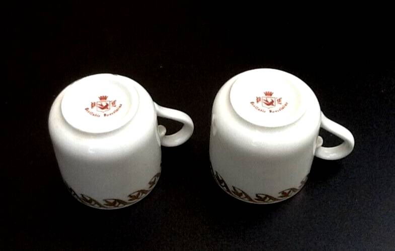 Two PL coffee cups (Limousine Porcelain) the crowned swallow