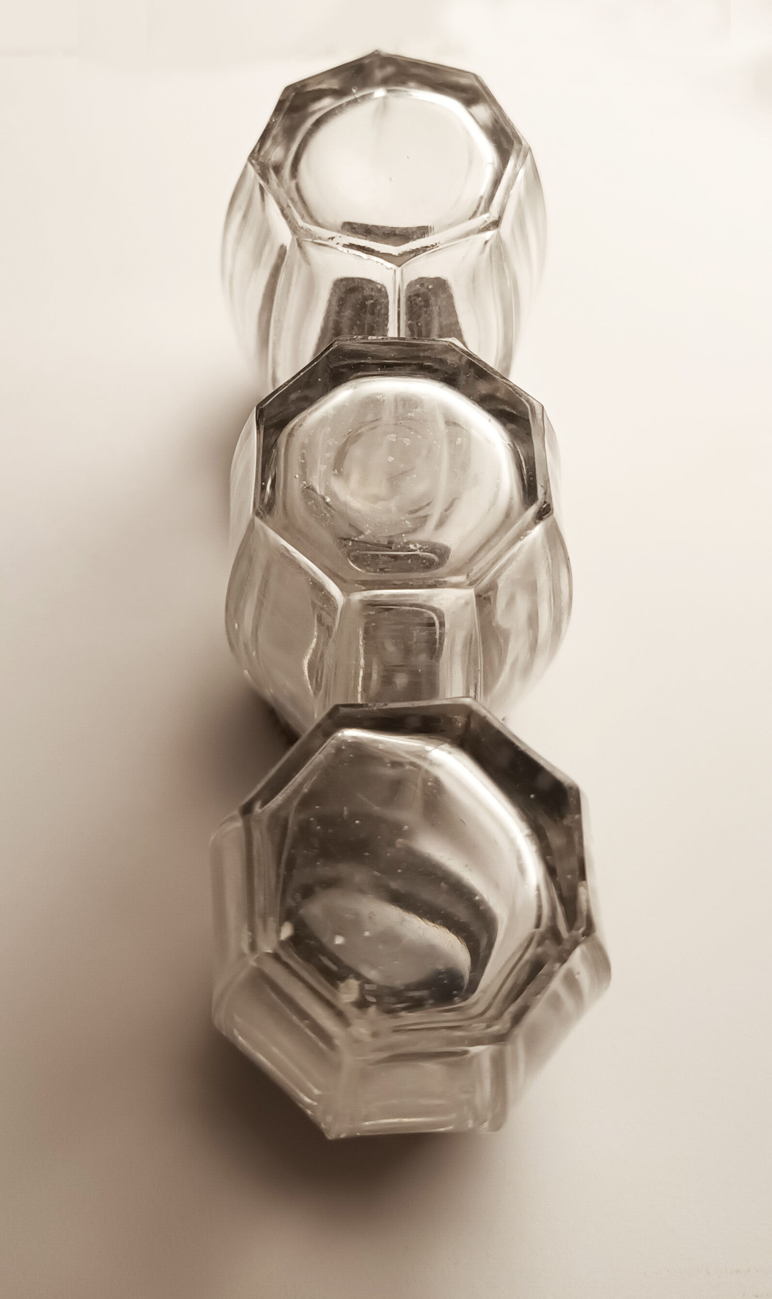 3 crystal and metal salt shakers