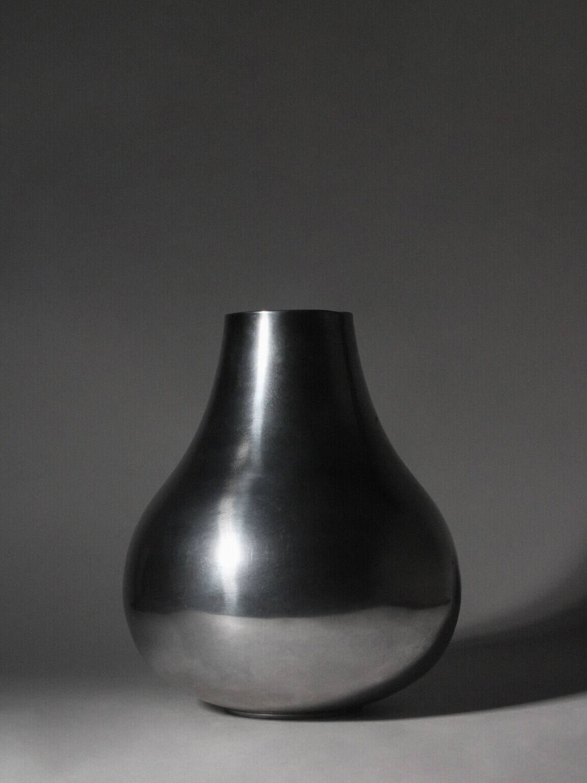 Polished Aluminum Bulbous Vase, Large