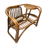 Vintage Scandinavian rattan bench tablet 1960s