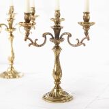Pair of antique 6-arm bronze candelabras, 19th century