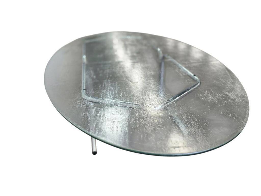 Table basse XL vintage en verre avec cadre chromé