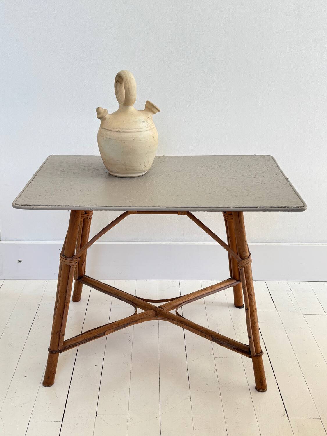 Rattan and wood table