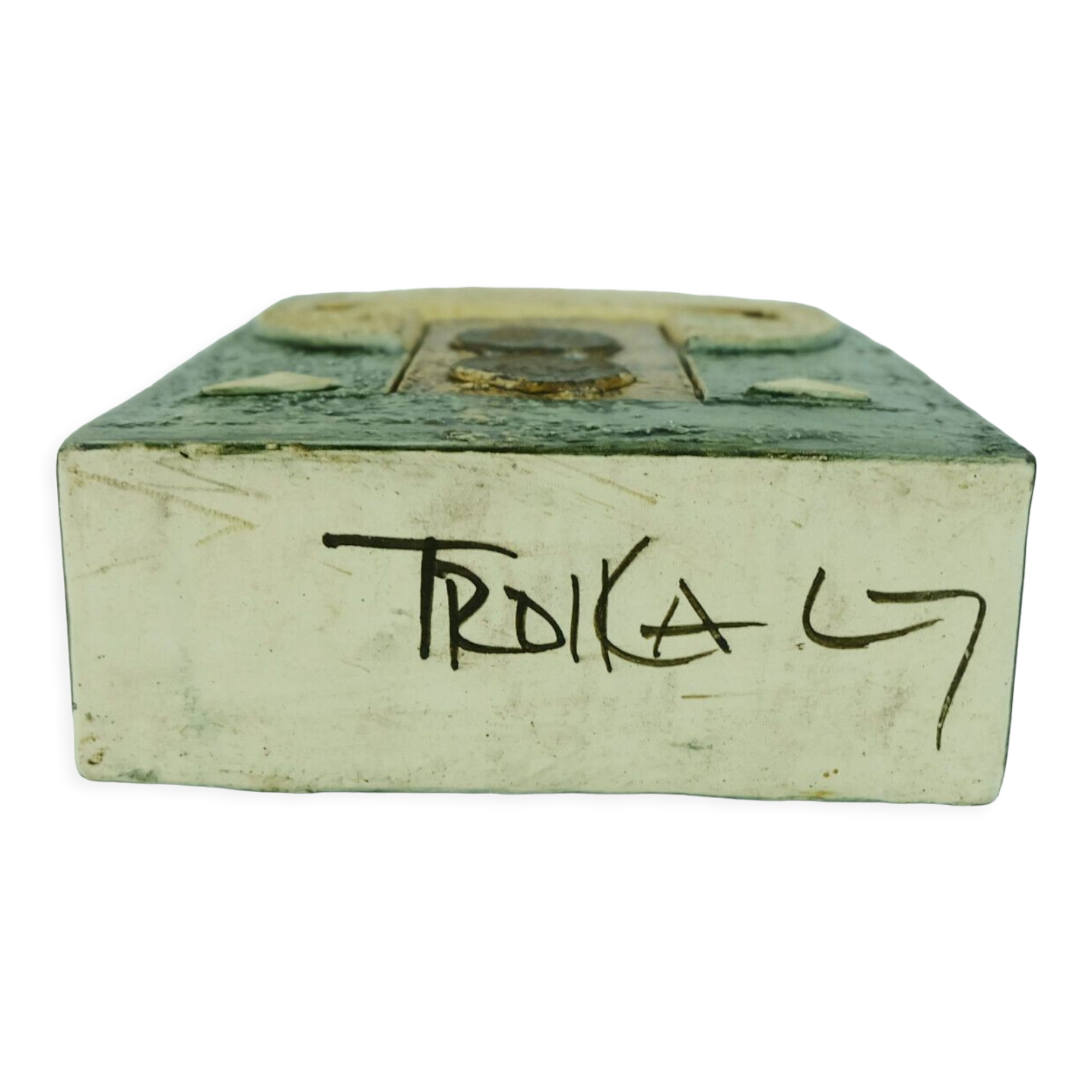troika chimney VASE cornwall pottery british art pottery signed LJ louise jinks 1970s