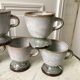 Set of 8 coffee cups, stoneware mazagrans handcrafted signed 70s