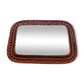 Miroir vintage en rotin 38, 5x57, 5