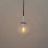 Small Limburg chrome pendant light with clear glass globe, Germany, 1970s.