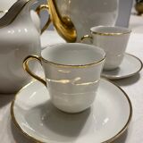 Ensemble petit-déjeuner porcelaine blanche et dorée