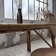 1950s rattan table with ceramic top