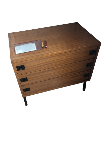 René Jean Caillette 3-drawer teak chest of drawers