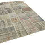 Handmade turkish overdyed 171 cm x 240 cm grey patchwork carpet