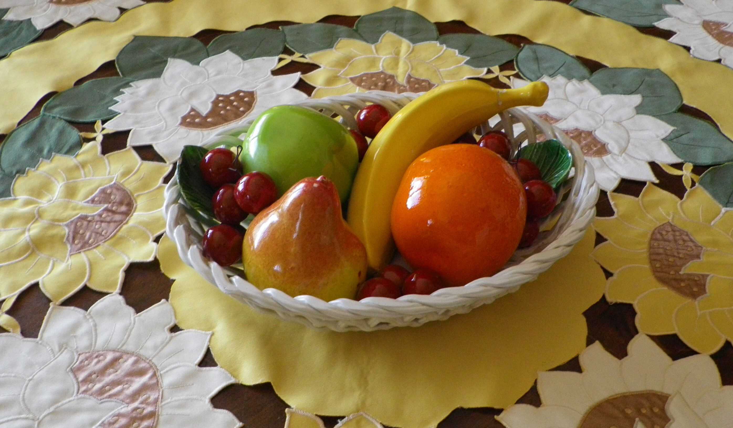 Fruit basket, ceramics, interior or table decoration, 1960