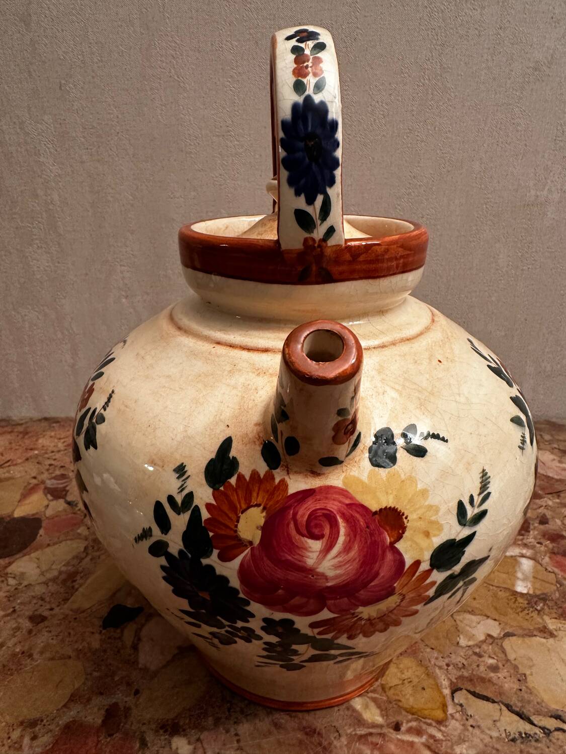 Gargoulette / Jug signed Longchamp - Hand-painted ceramic - Vintage