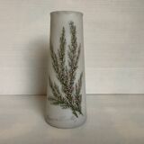 Ancien vase opaline fleurs émaillées