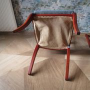 Rare - Set of 4 Louis Philippe/restoration style chairs with medallion - Colour blue / cherry wood