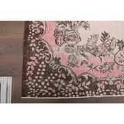 1970s Vintage Turkish Oushak Handmade Wool Cotton Pink Area Rug 173x293