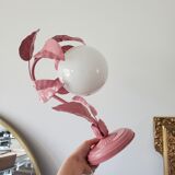 Opaline bedside lamp and pink leaves