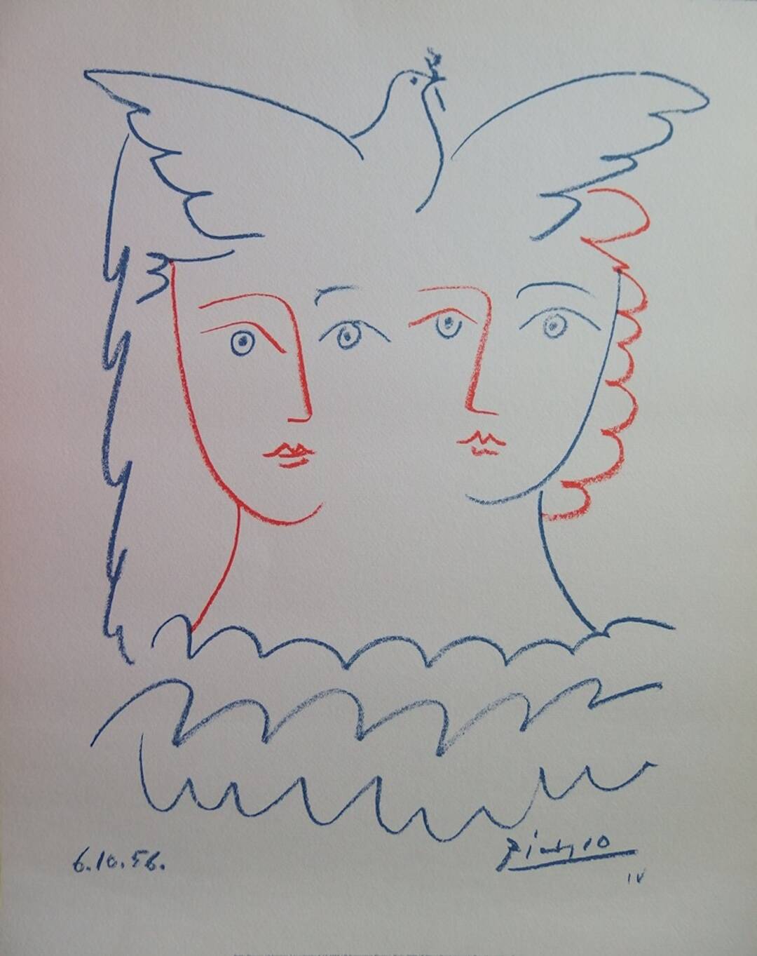 Pablo Picasso: Couple with a Dove - Signed Lithograph