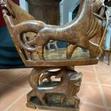 African tribal ensemble of 4 pieces of furniture for dignitaries of the Kingdom of Dahomey, Benin.