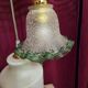 Vintage 3-light suspension, glass and opaline.