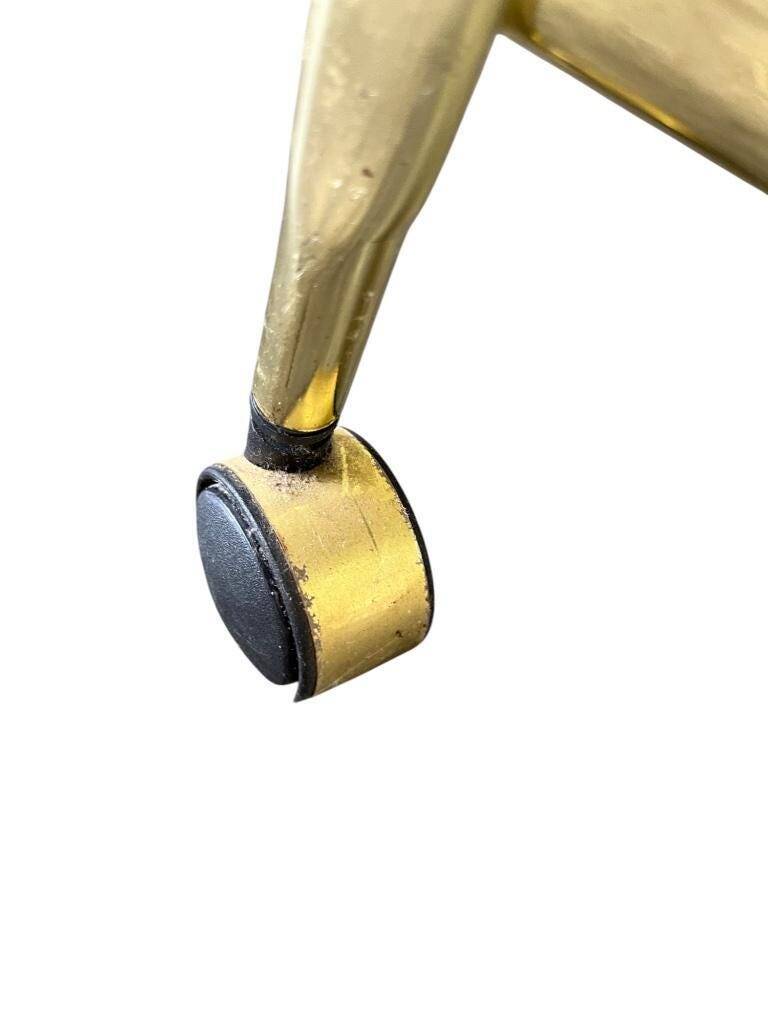 Vintage gold bar cart / side table with smoked glass