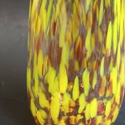Vase conique verre de Murano moucheté jaune 1970