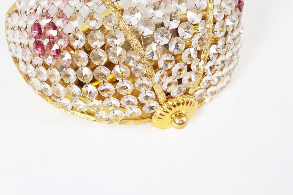 Gilt brass and crystal glass 'basket' wall light by Palwa, Germany 1960s