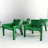 Vico Magistretti Vicario green armchairs for Artemide 1970's