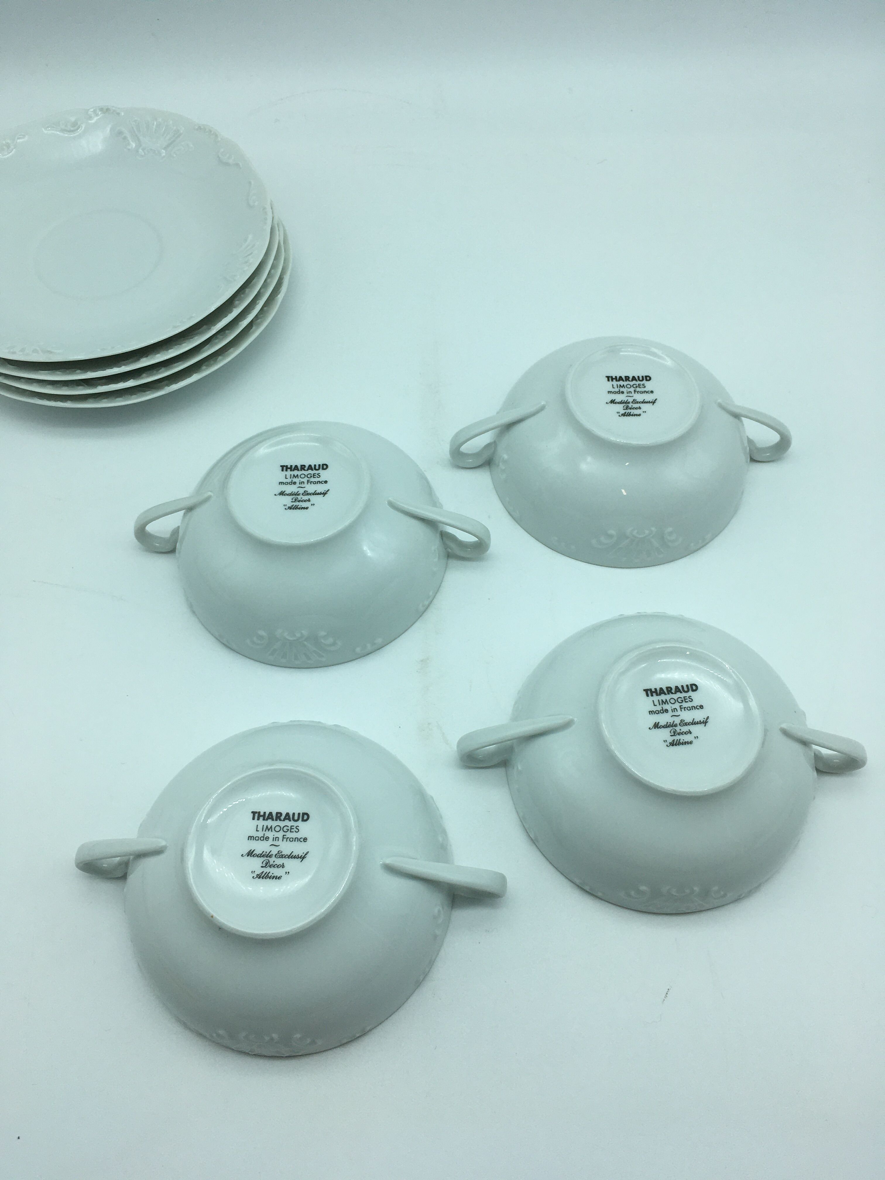 4 broth bowls in taraud limoges porcelain.