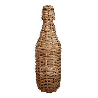 Vintage glass and rattan bottle