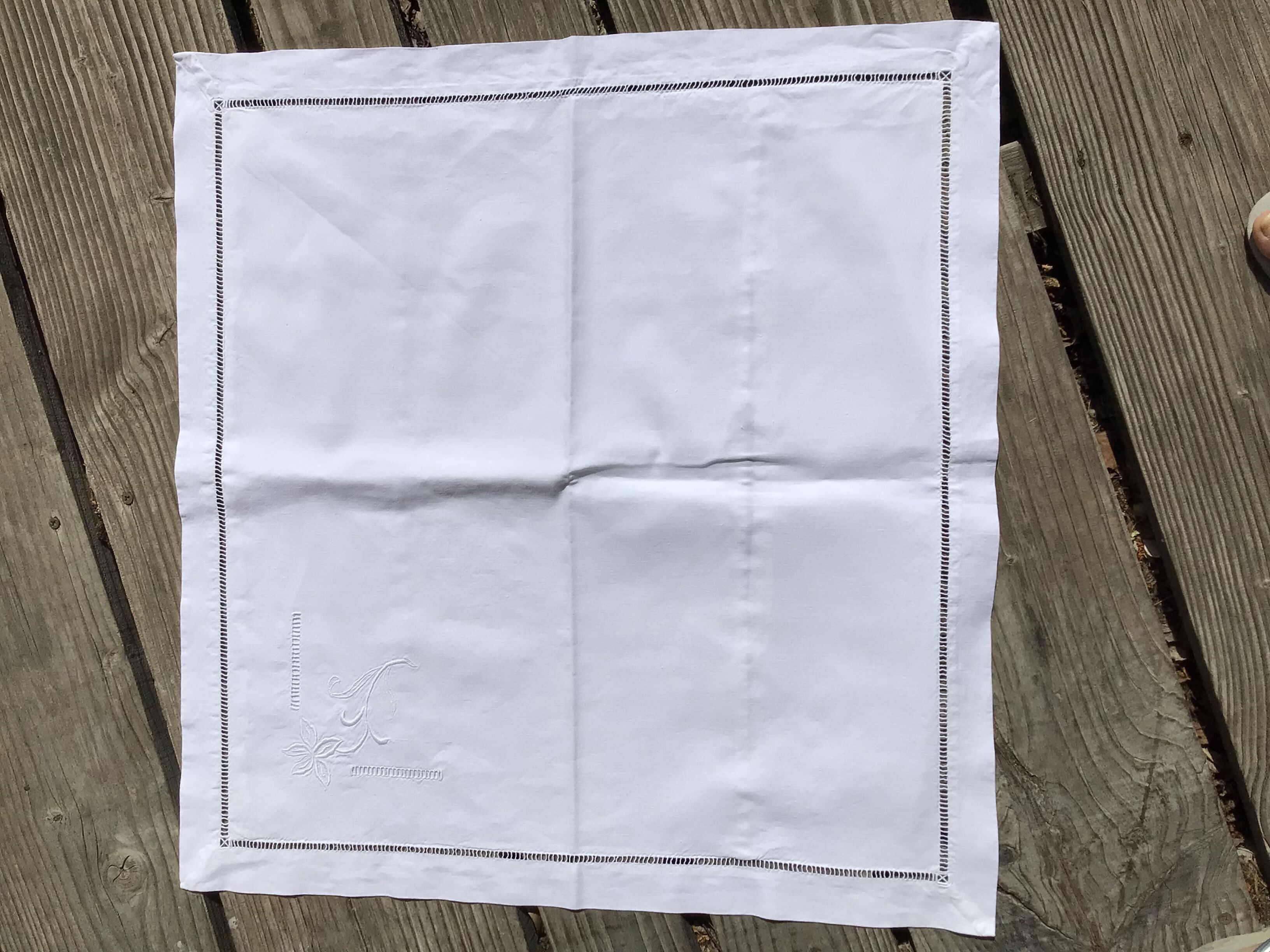 Pair of square pillowcases embroidered flower day ladder