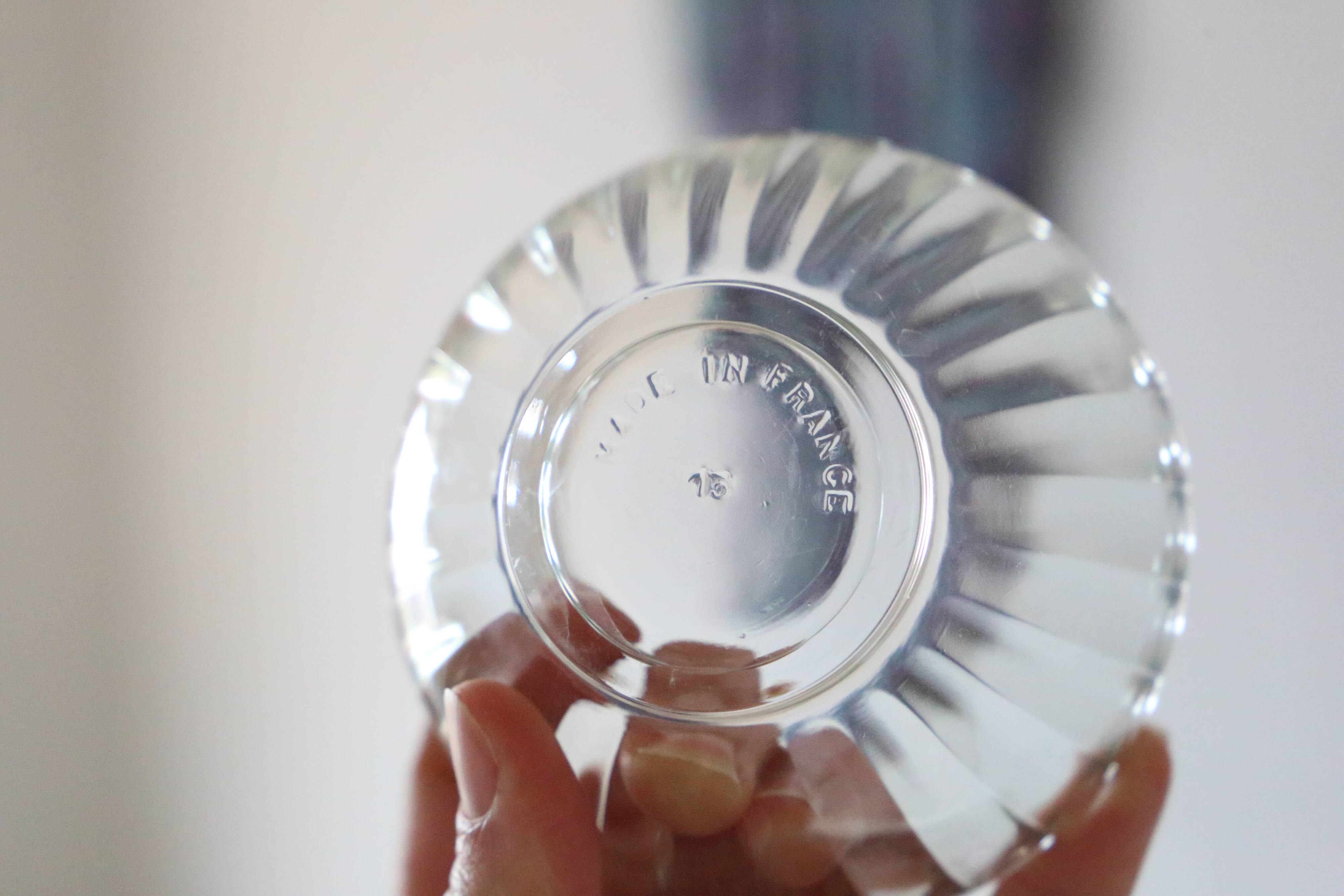 Set of 8 small bowls in pink, green and blue glass Rosaline, Arcoroc, vintage French, vintage