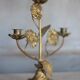 Brass candelabra with flowers, 3 candlesticks, church candle holder