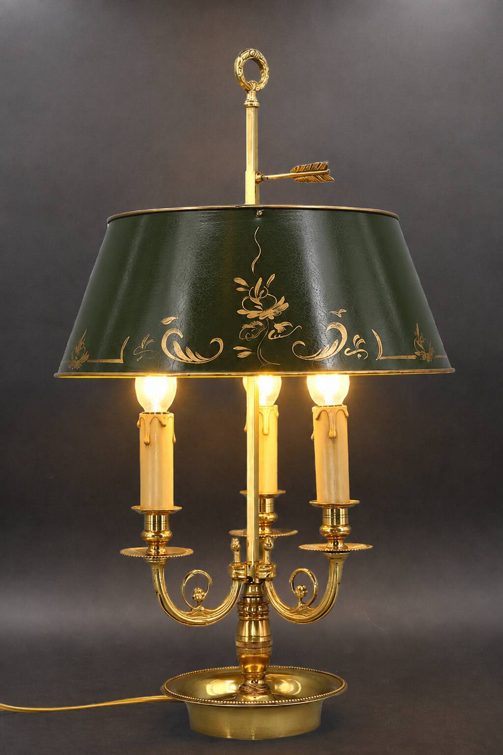 Bronze Gilt Bouillotte Lamp in Louis XVI Style with Three Lights