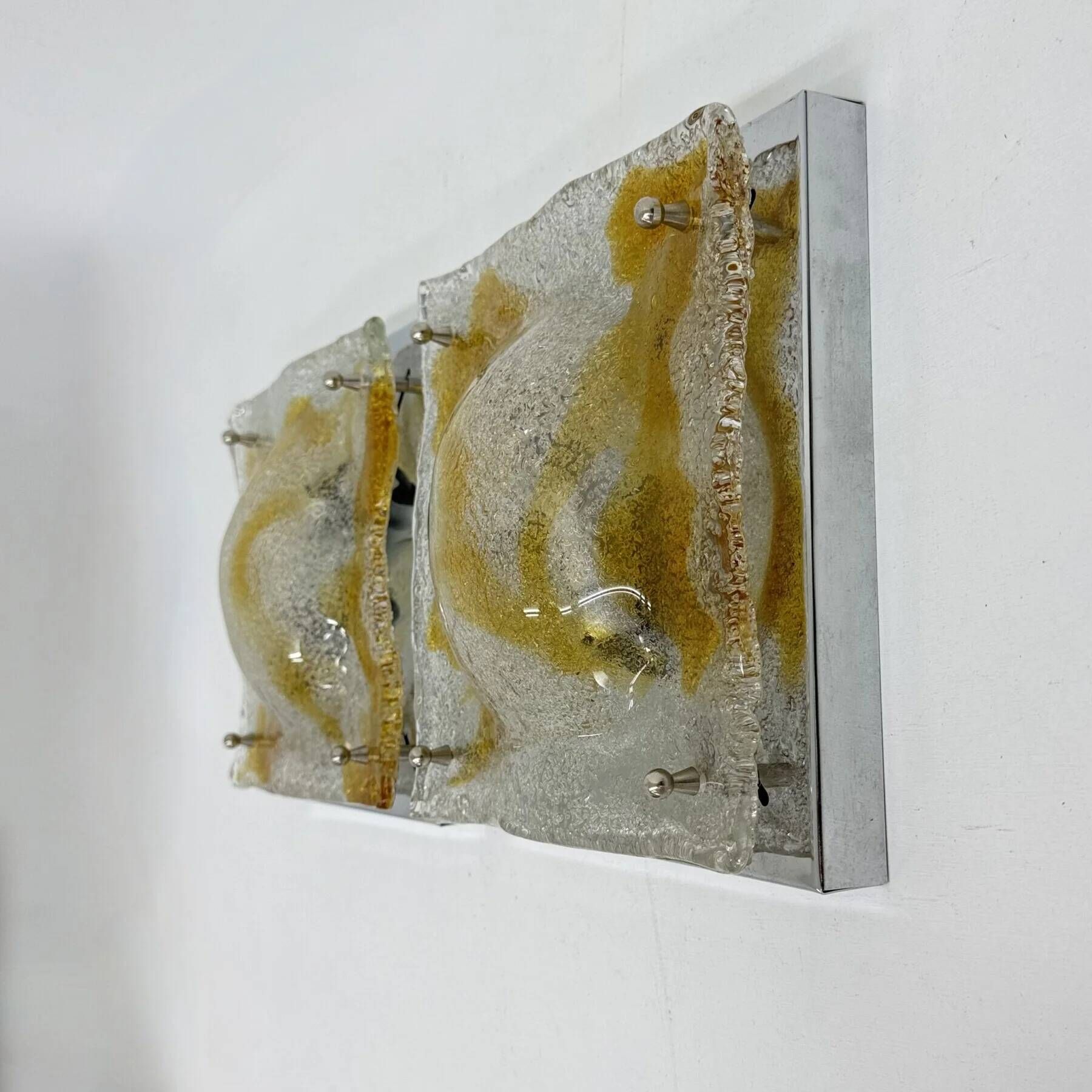 Vintage Murano glass abstract wall sconces from Mazzega, Italy, 1960, set of 2