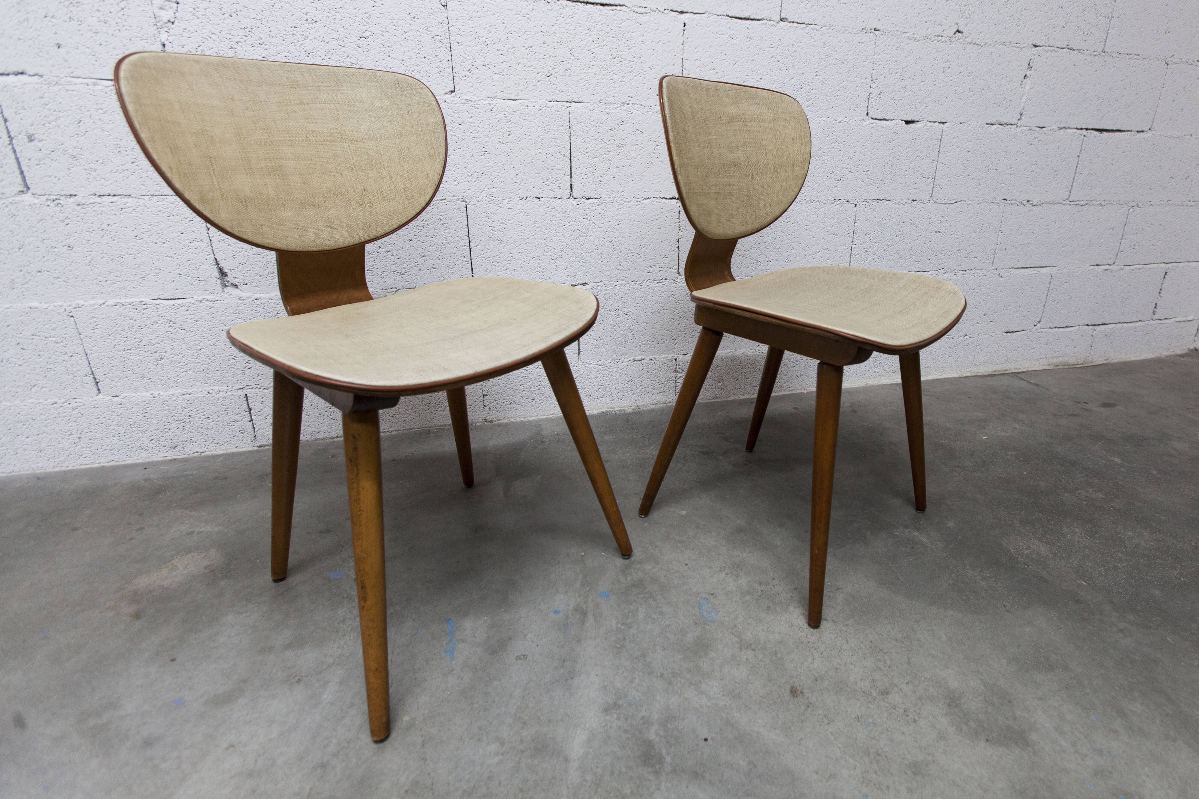 Pair of Baumann chairs No. 831 G1 "design Max Bill" 1960