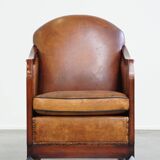 Fauteuil Art Déco en peau de mouton, unique, majestueux et confortable