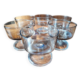 6 coupes/ verres marron vintage pieds transparents