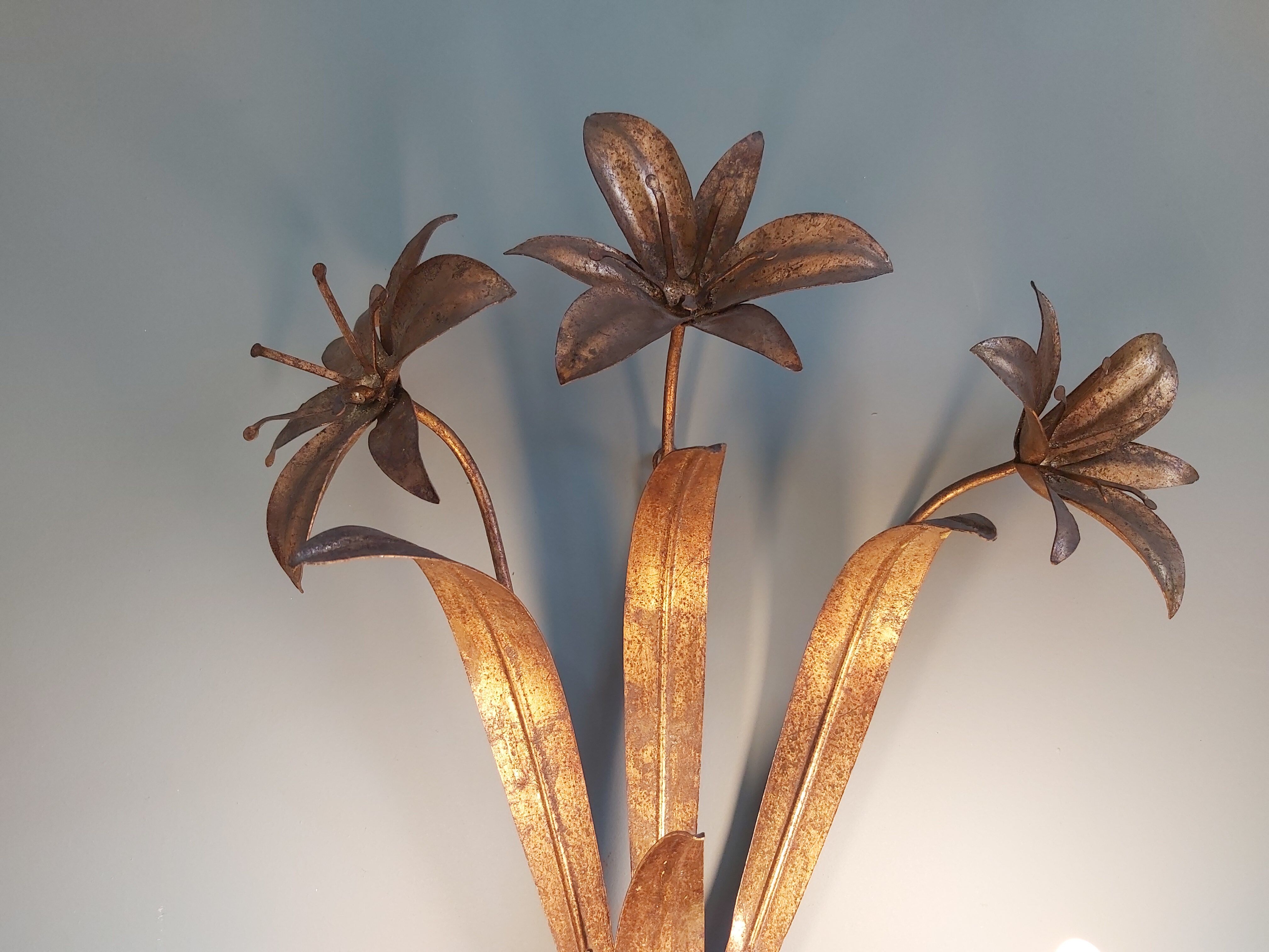Vintage gold metal wall lamp, 70s