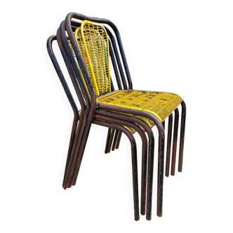 Perforated metal chairs René Malaval model Seducta
