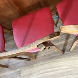 Ensemble de 4 chaises en bois et vinyle rouge