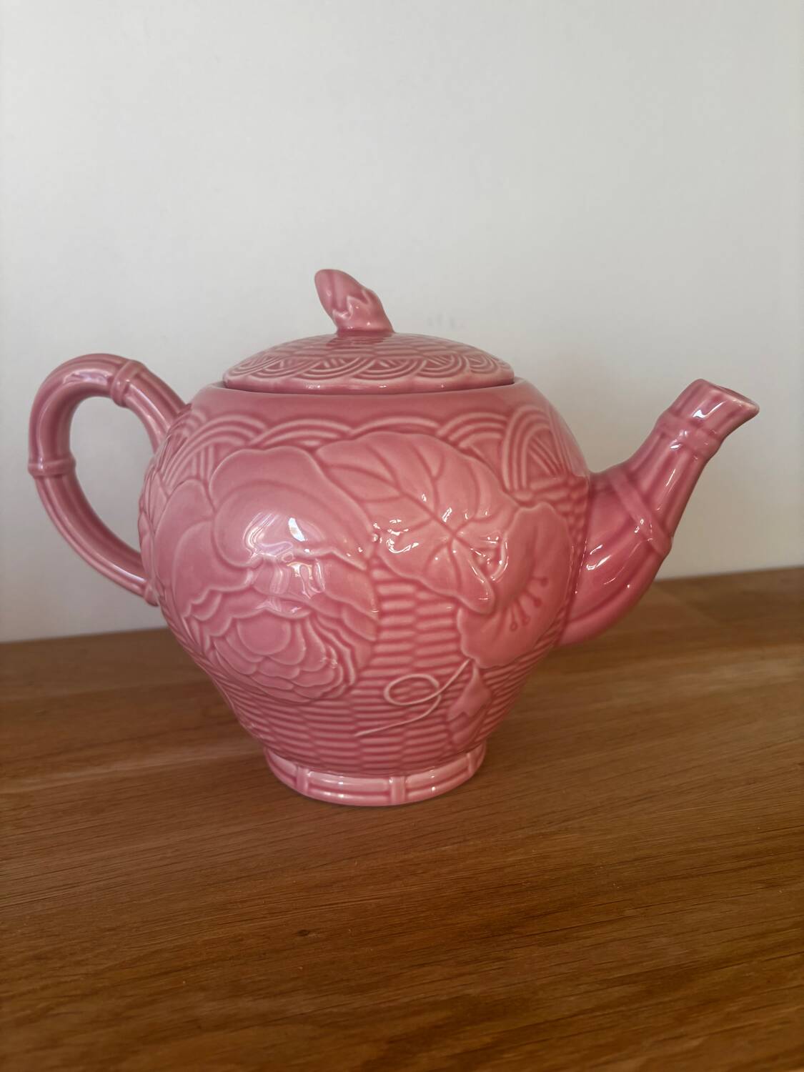 Pink floral slip teapot