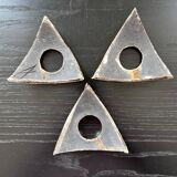 Set of 3 egg cups signed in raku
