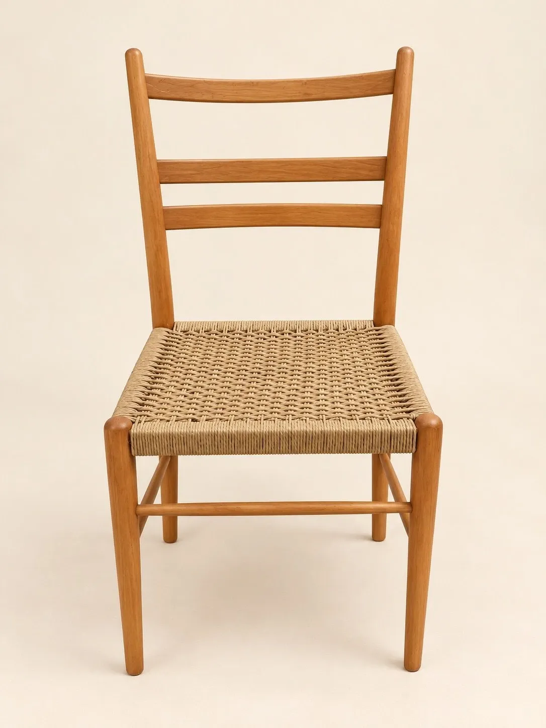 Six mid-century Scandinavian chairs, wood & Danish cord, 1960s.