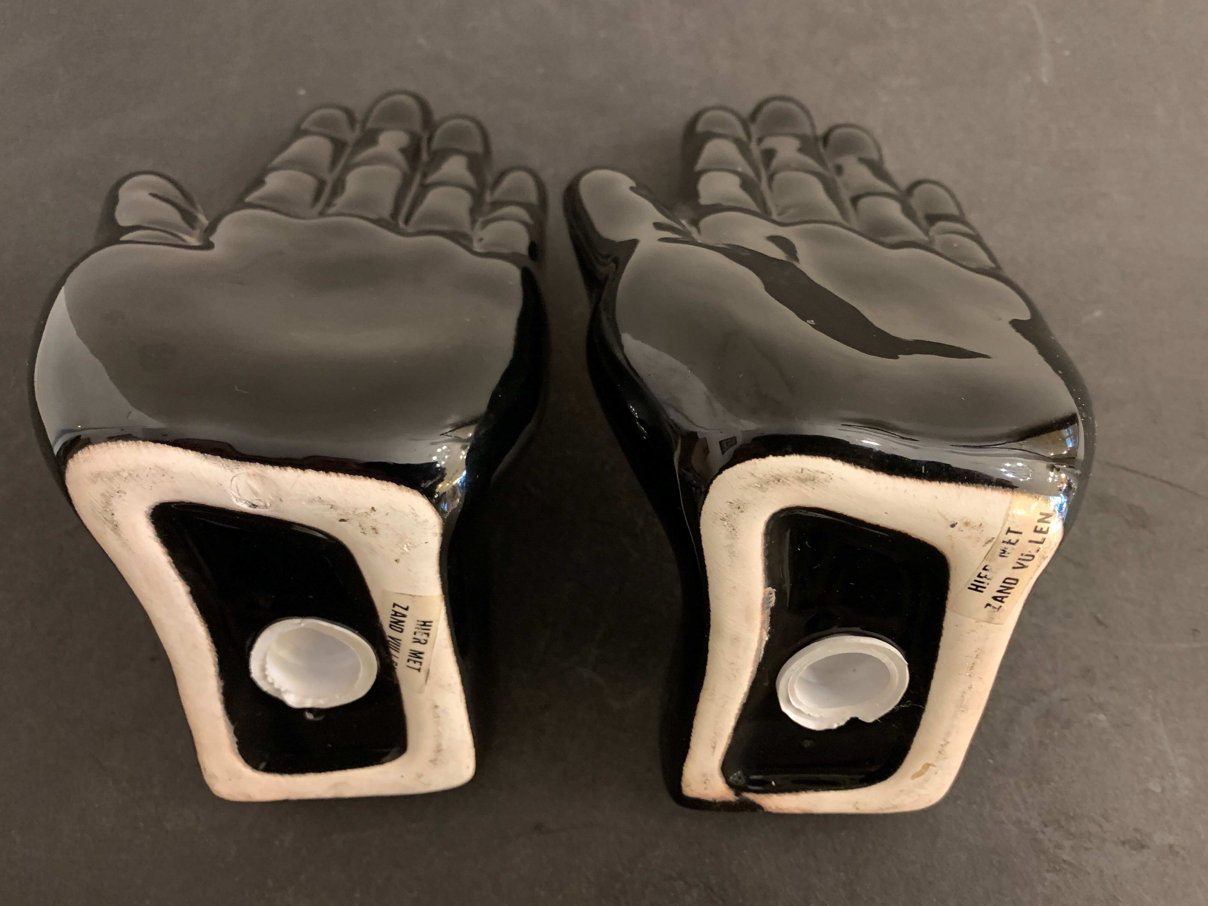 Pair of black ceramic hand book greenhouse, 1970, Netherlands