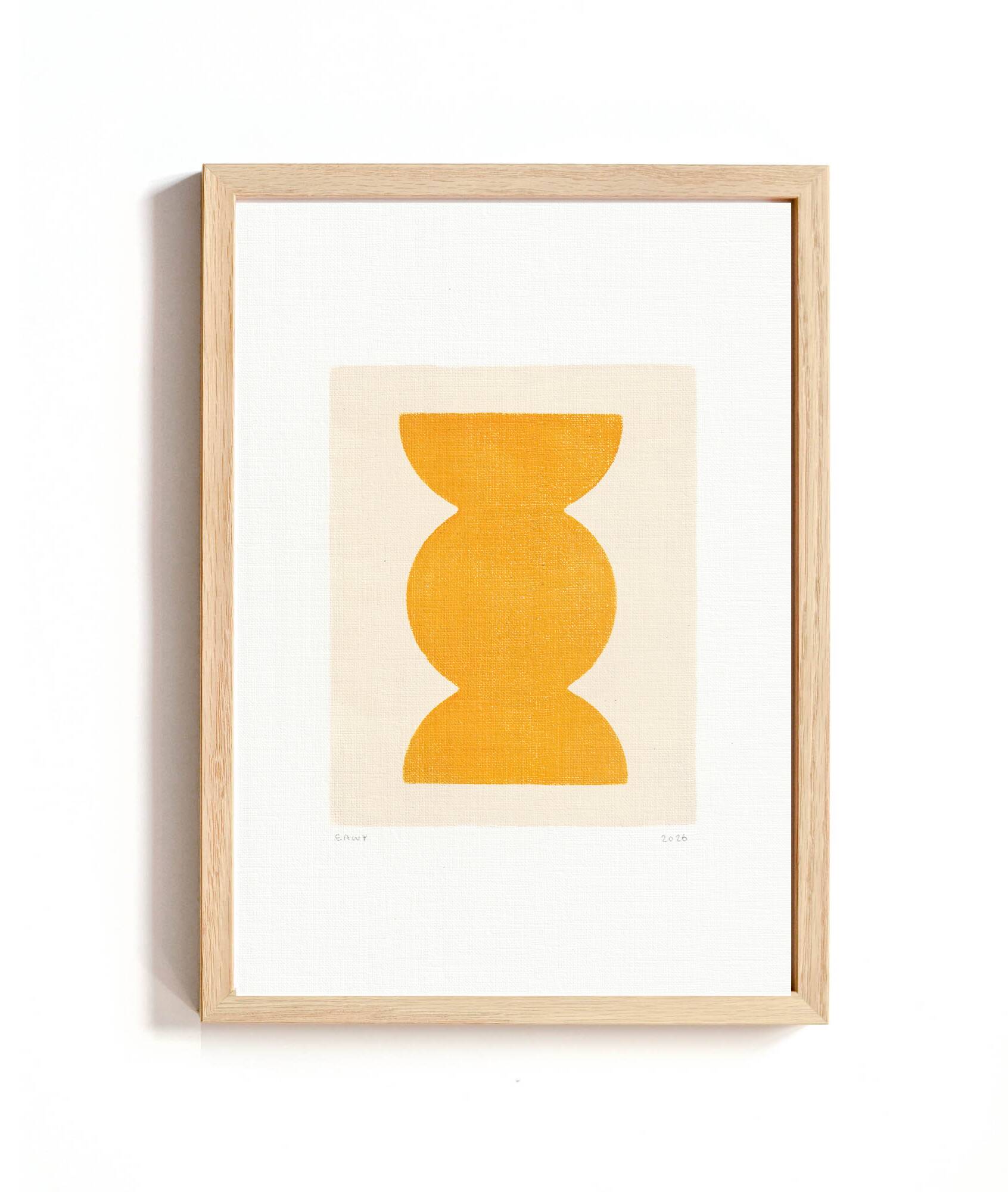 Abstract painting on paper "romy" yellow signed Eawy