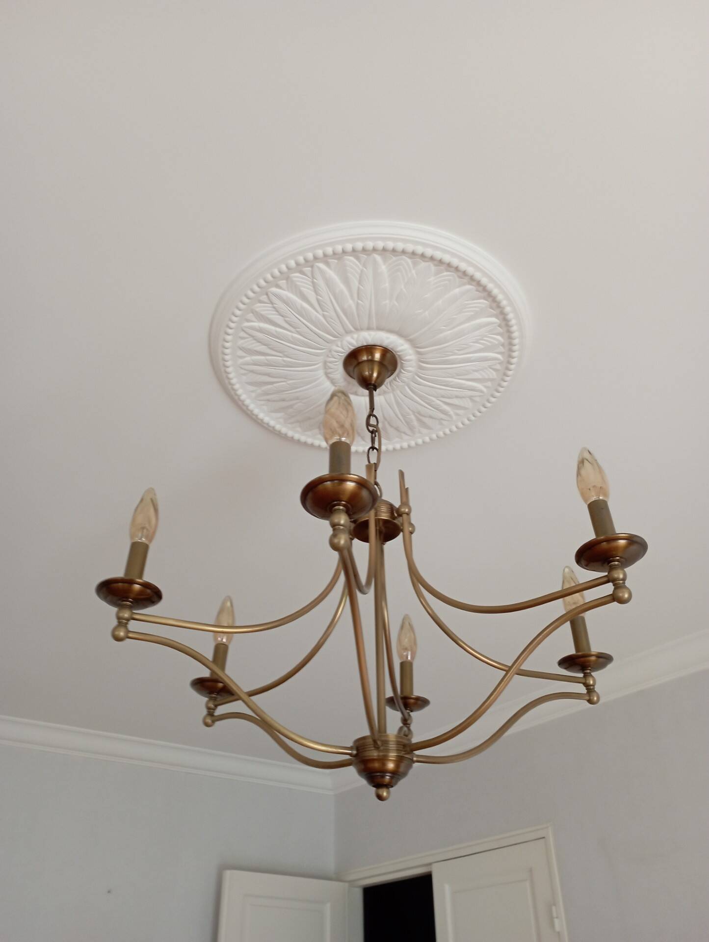6-branched brass chandelier