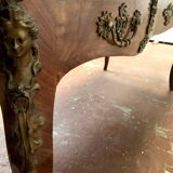 Bureau d'apparat de style Louis XV, dessus de cuir fauve XIXème siècle